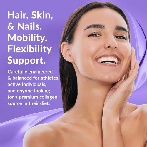 Miniatura 4 de Granite Supplements Polvo de péptidos de colágeno – Vitaminas para el cabello, la piel y las uñas con péptidos de colágeno hidrolizados tipo I, II