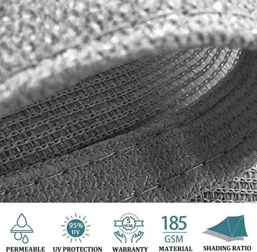 Miniatura 5 de Shade&Beyond Vela de Sombra Solar Rectangular 13'X20' Toldo Permeable Gris Claro para Patio Jardín Patio Terraza Pérgola