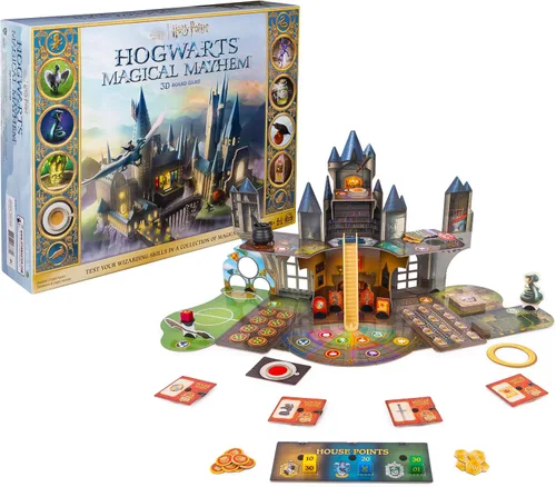Wizarding World Hogwarts Magical Mayhem 3D Juego de mesa | Juego de Harry Potter para familias, adultos y niños a partir de 8 años