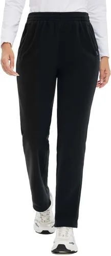 Miniatura 7 de BALEAF Pantalones de forro polar para mujer, térmicos, para invierno, ligeros, con cintura elástica, con bolsillo