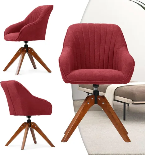 Miniatura 8 de MoNiBloom Silla giratoria decorativa, sillón moderno de mediados de siglo con patas de madera maciza, silla de escritorio de oficina en casa, sin