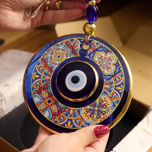 Miniatura 7 de Colgante de pared clásico turco contra el mal de ojo, 5.1 pulgadas de diámetro, nazar de cristal hecho a mano para protección y buena suerte, regalo