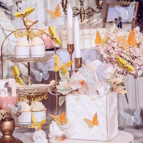 Miniatura 3 de SAOROPEB - Calcomanía 3D de mariposa que brilla en la oscuridad, 24 unidades, 3 tamaños, para decorar techo o pared, suministros de fiesta