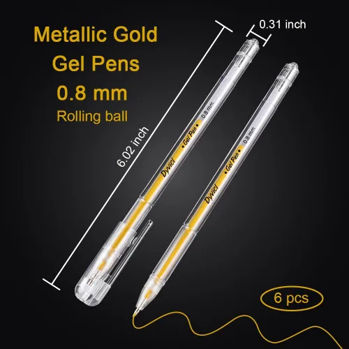 Miniatura 6 de Dyvicl Bolígrafos de gel dorados metálicos, bolígrafos finos de 0.031 in, tinta de gel, bolígrafos de gel metálicos para dibujo de papel negro