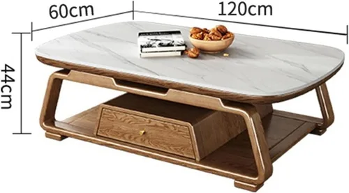 Miniatura 3 de Mesa de té para sala de estar, moderna mesa de centro de lujo, parte superior de pizarra y marco de madera de fresno, mesa central ovalada grande