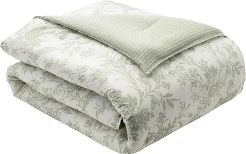 Miniatura 7 de Laura Ashley - Juego de edredón individual, ropa de cama de algodón suave y reversible, peso medio para comodidad durante todo el año, juego de cama