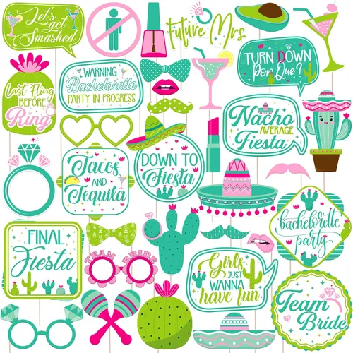 Miniatura 8 de KatchOn, Kit de accesorios para fotos de despedida de soltera, paquete de 35 Accesorios de cabina de fotos de fiesta mexicana para decoraciones
