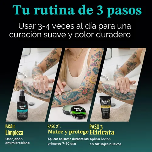 Miniatura 7 de Tattoo Goo El kit de cuidado posterior incluye jabón antimicrobiano, bálsamo y loción, cuidado del tatuaje para mejorar el color + curación rápida
