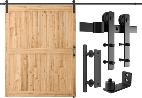 Miniatura 16 de SMARTSTANDARD Kit de herrajes para puerta corrediza de granero resistente de 5.5 pies, color negro