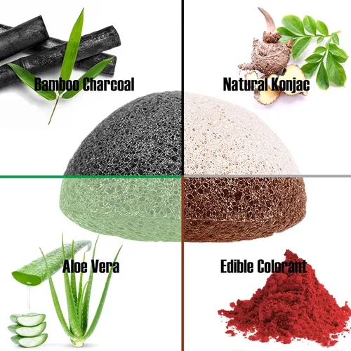 Miniatura 3 de Esponjas faciales naturales de Konjac - Semicírculos - para una limpieza suave de la cara y exfoliación ecológica - Cuidado de la piel - Limpieza