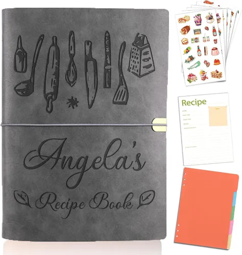 Miniatura 6 de Libro de recetas personalizado para escribir en tus propias recetas, libro de recetas personalizable de 6.7 x 9 pulgadas, 5 divisores y espacio