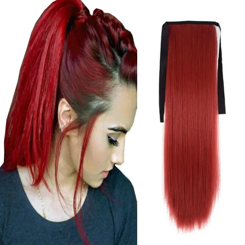 Miniatura 24 de Extensión de cabello sintético rizado con clip, cola de caballo larga, con clip, para niñas, mujeres y mujeres