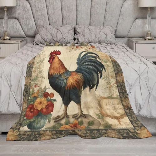 Miniatura 6 de Manta de gallo con encanto de campo, manta de forro polar de felpa de 30 x 40 pulgadas, manta de franela súper suave para decoración de sofá, cama