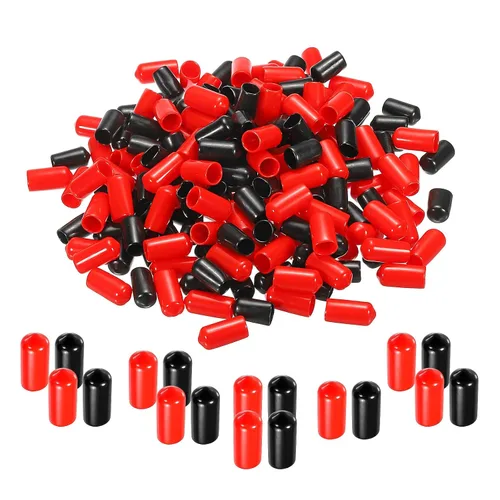 Miniatura 19 de MECCANIXITY 50 unids tapas de goma Surtido de 0.079 in PVC vinilo tornillo rosca protector para tornillo tornillo negro rojo