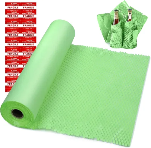 onesimcr Envoltura de papel de regalo de panal verde de 15 x 131 pies, alternativa sostenible al envoltorio de burbujas para