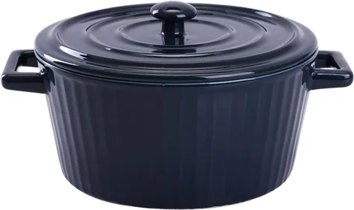 WHJY Cacerola de cerámica azul colorida con tapa, cacerola de cerámica de 1 cuarto para hornear al horno