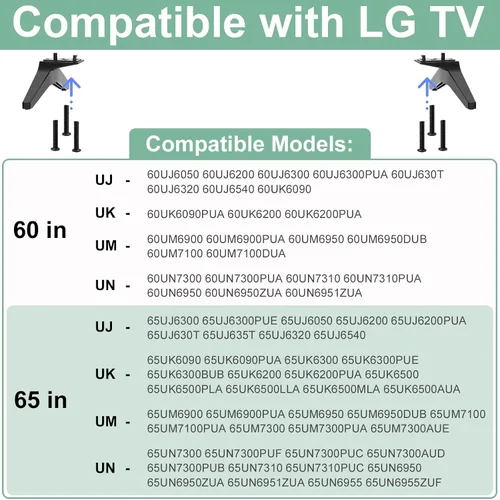 Miniatura 2 de Kit de tornillos para tornillos de soporte de TV LG, para tornillos de patas de TV LG, 60UJ6050 60UJ6540 60UK6090 60UM6900 60UN7300 65UJ6300
