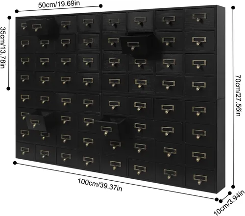 Miniatura 3 de 4 Set Storage Cabinet, Tabletop Mount 64 Combination Stackable Cabinets Rectangular Drawer Wooden Box with Label Holder Storage Drawer Unit for Black
