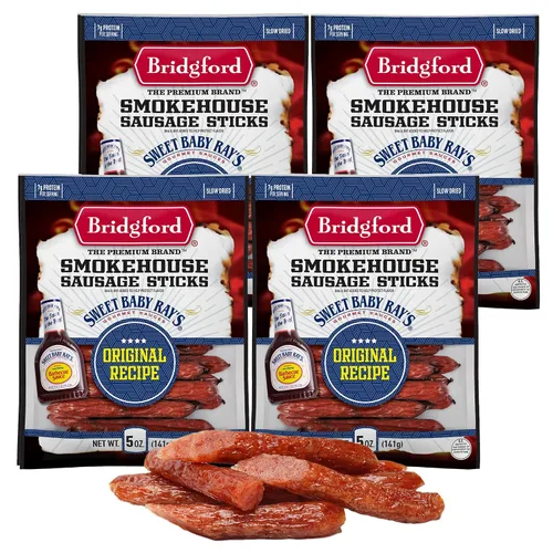 Miniatura 21 de Bridgford Smokehouse - Palitos de salchicha Teriyaki de 5 onzas, paquete de 2 – Hecho con carne de res y cerdo – Sin gluten y alto contenido