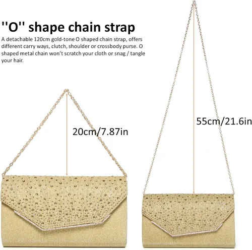 Miniatura 7 de DETARA Bolsos de noche para mujer, con lentejuelas y purpurina para mujer, bolso de mano brillante, bolso formal para boda, fiesta, baile
