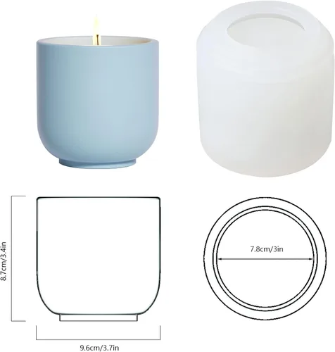 Miniatura 2 de BOOWAN NICOLE Nórdico Simple Estilo Cemento Vela Tarro Molde de Silicona Molde de Contenedor de Vela de Concreto Recipiente de Decoración