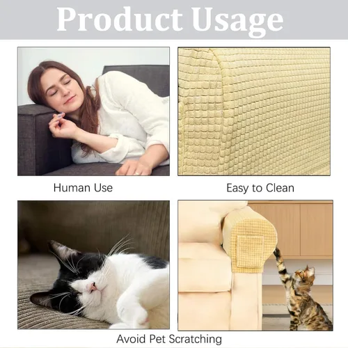 Miniatura 8 de Juego de 4 fundas elásticas para brazos de sofá, con bolsillo, fundas extraíbles antideslizantes para reposabrazos para sillón reclinable