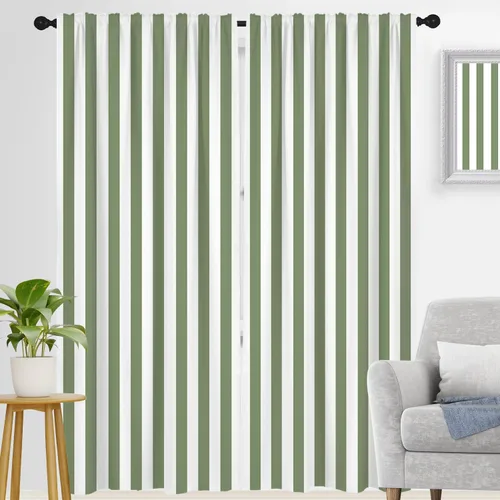 Miniatura 18 de zokyer Cortinas de ventana a rayas beige crema, modernas rayas verticales de 63 pulgadas de largo, 2 paneles, cortinas bohemias neutras para niños