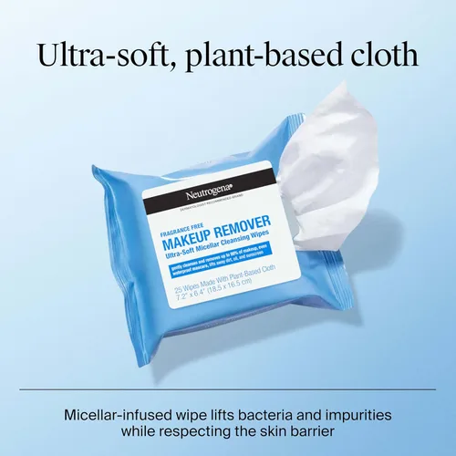 Miniatura 4 de Neutrogena Toallitas de limpieza para eliminar la suciedad, aceite, maquillaje y máscara impermeable para viajes y viajes, 20 unidades (paquete de 6)