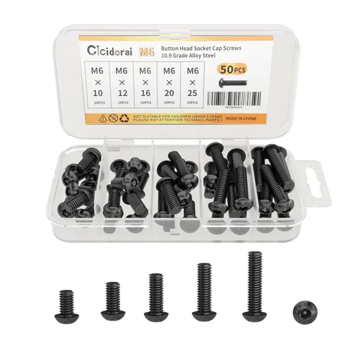Miniatura 8 de Tornillos de cabeza de botón M6 x 0.315 in, 0.472 in, 0.630 in, 0.787 in, 0.984 in, cabeza de botón, acero de aleación de grado 10.9, unidad