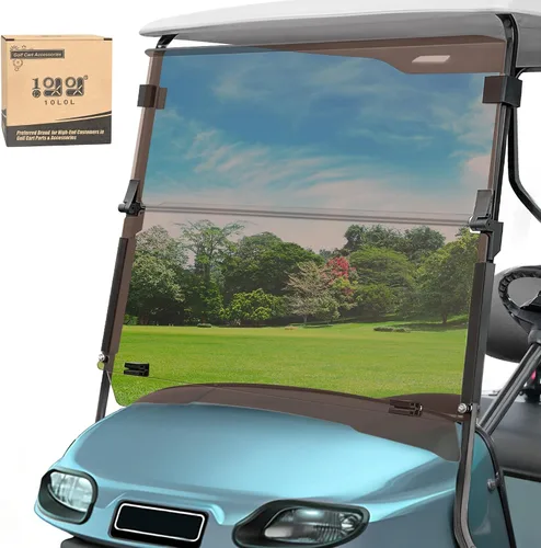 Miniatura 12 de 10L0L Parabrisas para carrito de golf EZGO TXT a gas y eléctrico 1995 en adelante, plegable, anti-UV y resistente a los impactos, Transparente