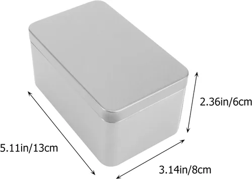 Miniatura 2 de NUOBESTY Caja de lata rectangular vacía, contenedor portátil de almacenamiento de té con tapa, caja de almacenamiento para el hogar para dulces