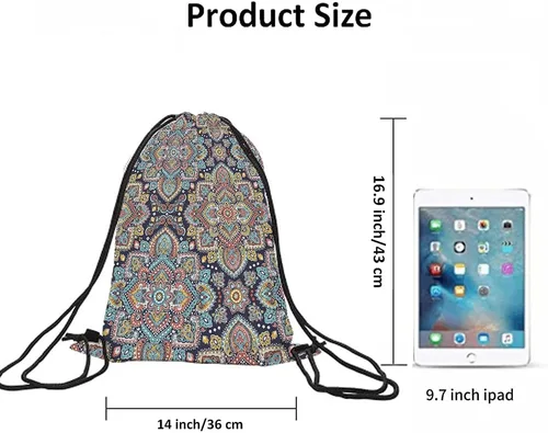 Miniatura 6 de Beabes Bohemia Retro Rayas Cordón Bolsas Mochila Gimnasio Bolsa con Cordón, Multi-a101, Mochilas de viaje