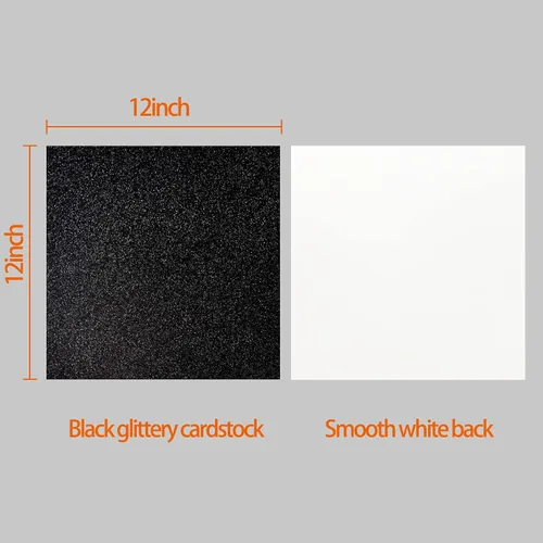 Miniatura 2 de Simetufy Cartulina negra con purpurina, 15 hojas de cartulina de 12 x 12 pulgadas para Cricut, proyectos de bricolaje, álbumes de recortes