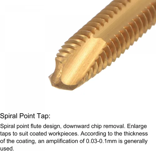 Miniatura 3 de uxcell Machos de punta en espiral, M4 x 0.7 + 0.1 métricas con revestimiento de titanio cobalto de alta velocidad, rosca de acero para fresar