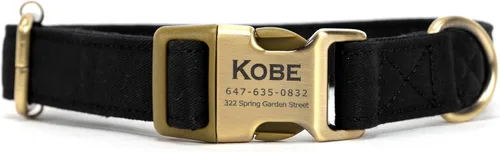 Miniatura 15 de Collar de perro personalizado con nombre y número de teléfono grabado, collar ajustable personalizado para cachorros, collar de algodón orgánico