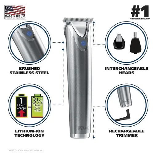 Miniatura 3 de Wahl, afeitadora de acero inoxidable, ión litio, #9818.