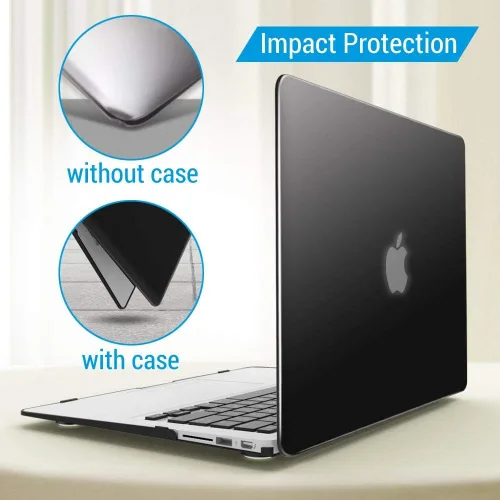 Miniatura 8 de iBenzer Carcasa rígida de plástico con superficie suave 3 en 1 y cubierta para teclado y protector de visualización para MacBook Air, Negro