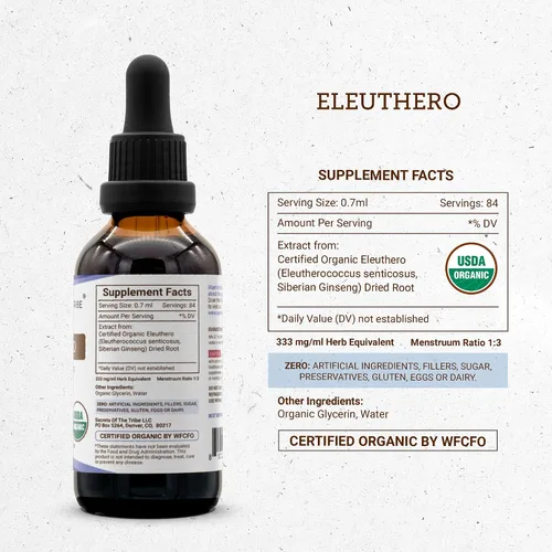 Miniatura 4 de Eleuthero USDA Organic Extracto sin alcohol, gotas de hierbas de alta potencia Hecho de 100% orgánico certificado Eleuthero