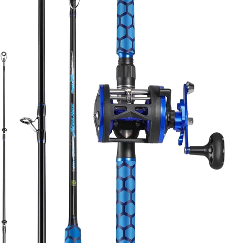 Miniatura 10 de Sougayilang Fiberglass Fishing Rod Combo with Conventional Reel, Durable P-Cork Rod Handle, Medium Heavy for Catfish Salmon and Steelhead