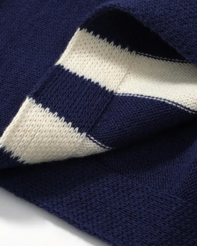 Miniatura 6 de OXKNIT - Camiseta de punto de algodón para hombre, camisa corta a rayas en el pecho, diseño retro clásico, suave, cómoda, disponible en tallas