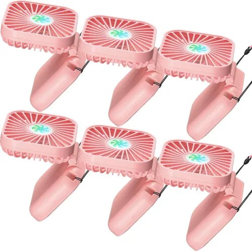 Miniatura 10 de Hortsun 6 piezas de collar portátil a granel, mini ventilador de mano personal recargable por USB, pequeños regalos de refrigeración plegables