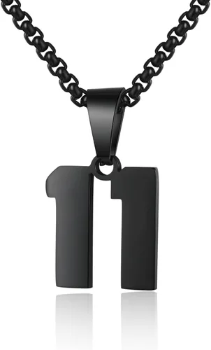 Collar de números para niños y deportistas, cadena negra de acero inoxidable de 00 a 99, dije de dije personalizado para hombres, baloncesto,