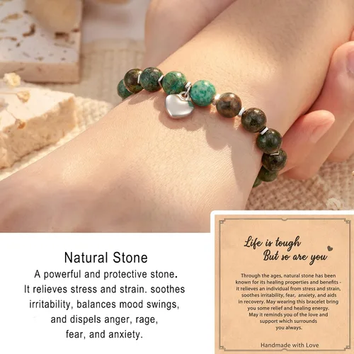 Miniatura 28 de HGDEER Regalos Get Well Soon, pulsera de amatista de piedra natural para mujeres y hombres