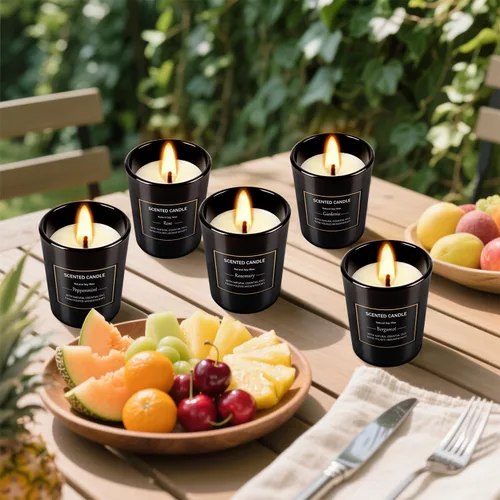 Miniatura 9 de Paquete de 12 velas perfumadas negras de regalo, velas de aromaterapia de cera de soja natural para el hogar, 12 fragancias, perfectas para aliviar