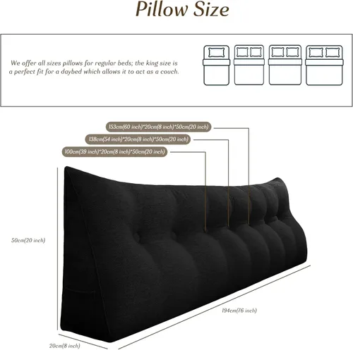 Miniatura 6 de Almohada de Cuña para Cabecero - Almohada Triangular para Cabecero de Cama, Almohada de Cuña para Descanso en la Cama, para Sentarse en la Cama