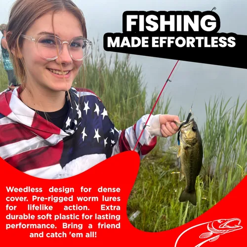 Miniatura 7 de DeLong Lures 6" KILR Worm – Made in USA Weedless Pre-Rigged Soft Plastic Swimbaits, Extra Durable Bass Fishing Lures for Pike and More, 5-Pack