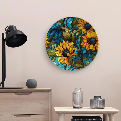 Miniatura 5 de Platos decorativos, diseño floral de otoño azul y naranja, plato de cena de cerámica con soporte de exhibición, decoración para colgar en la pared