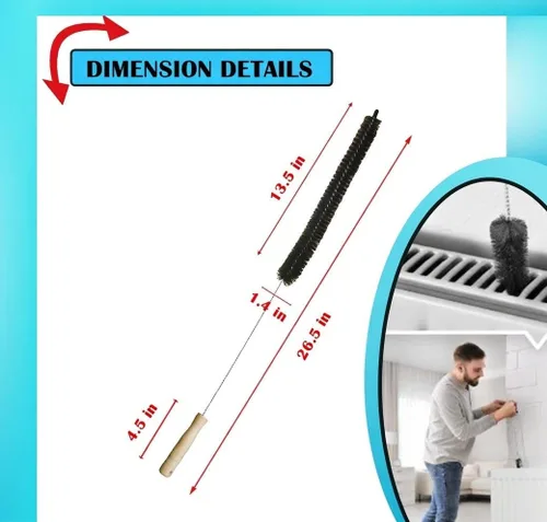 Miniatura 7 de Kit de limpiador de ventilación de secadora de 2 unidades, cepillo de pelusa largo y flexible para secadora y limpiador de bobina de refrigerador