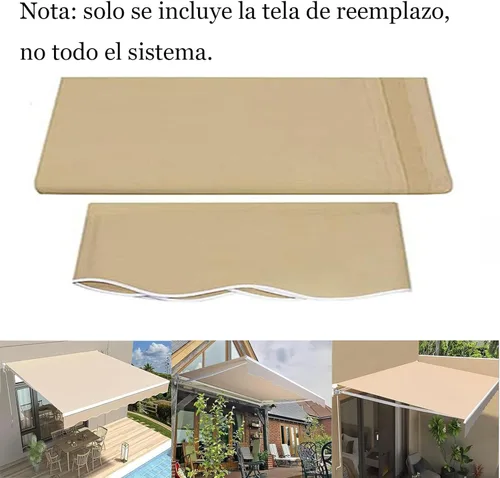 Miniatura 2 de DAZULI Reemplazo de tela retráctil para toldo, toldo 100% para sombra, poliéster de 9.88 oz/m², beige, 12 x 10 pies