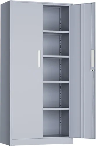Miniatura 12 de Incbruce Gabinete de almacenamiento de metal para garaje, gabinete de almacenamiento de acero con bloqueo de 72 pulgadas con 2 puertas y 4 estantes